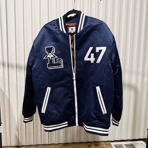 LRG Navy and White Varsity Jacket